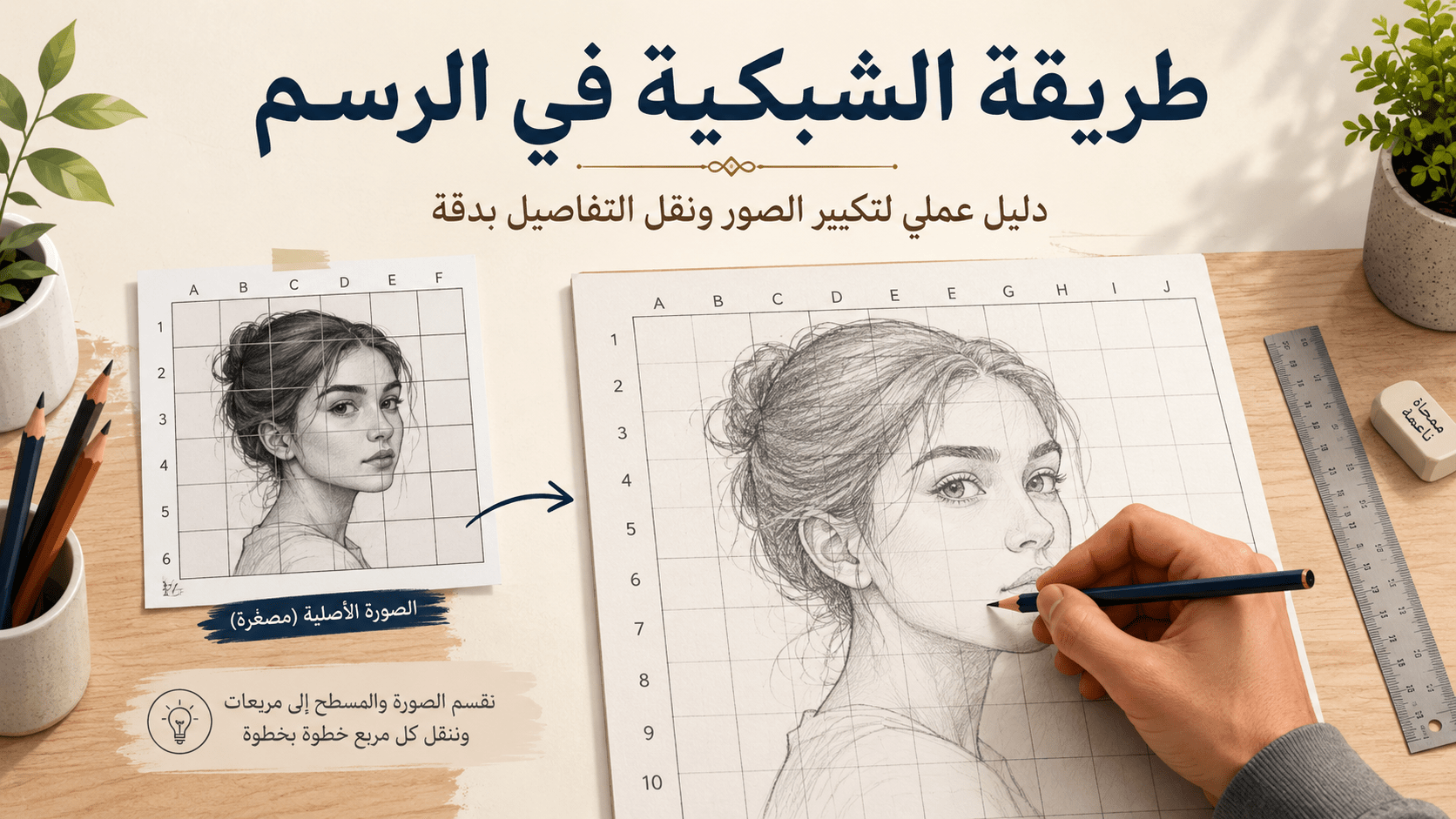 طريقة الشبكية في الرسم: دليل عملي لتكبير الصور ونقل التفاصيل بدقة - Isarttools