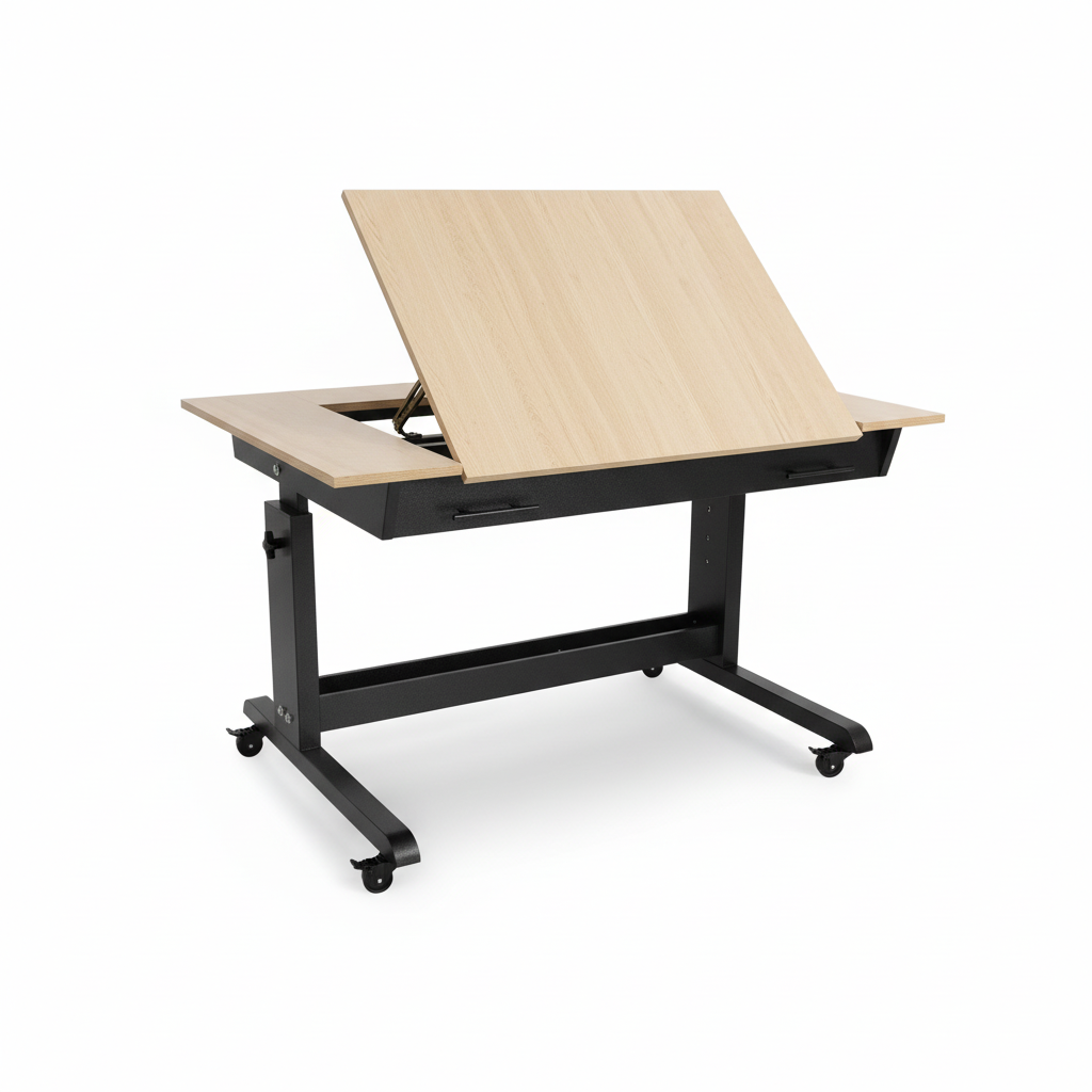 طاولة الرسم على خلفية بيضاء