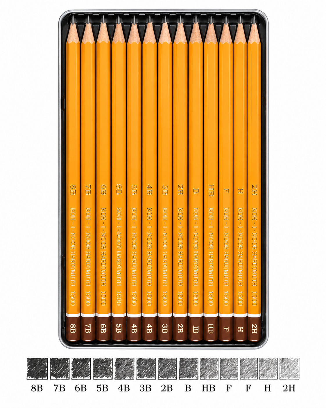 طقم أقلام رصاص جرافيت KOH-I-NOOR 1500 عدد 12 درجة من 8B إلى 2H