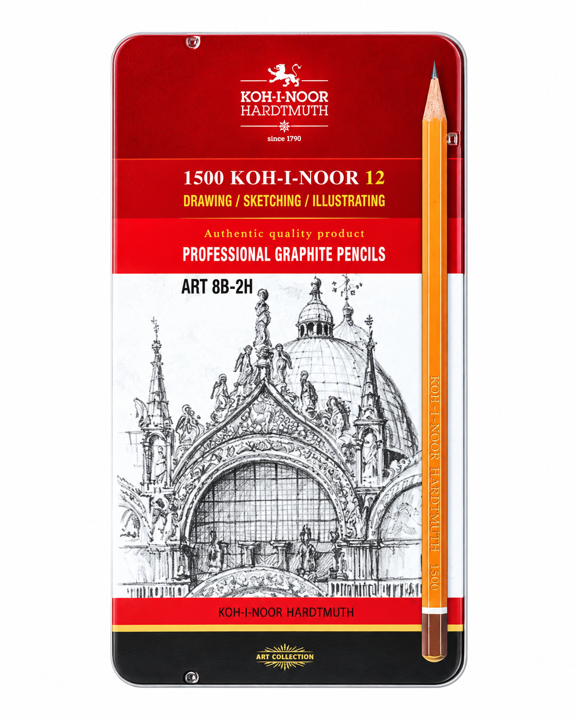 علبة KOH-I-NOOR 1500 الاحترافية لأقلام الرصاص الجرافيت 12 قلم