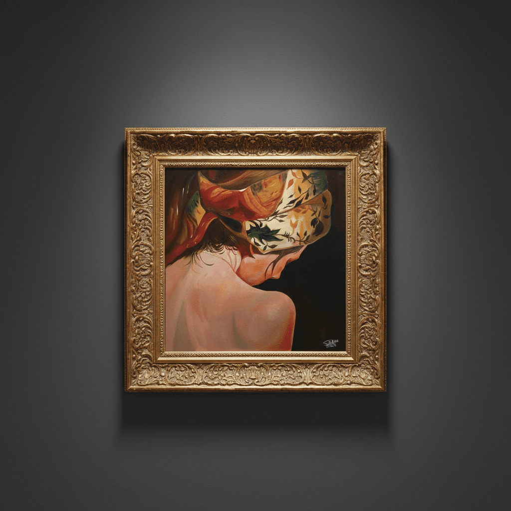 لوحة فنية أكريليك - امرأة بأقمشة متدفقة - Isarttools