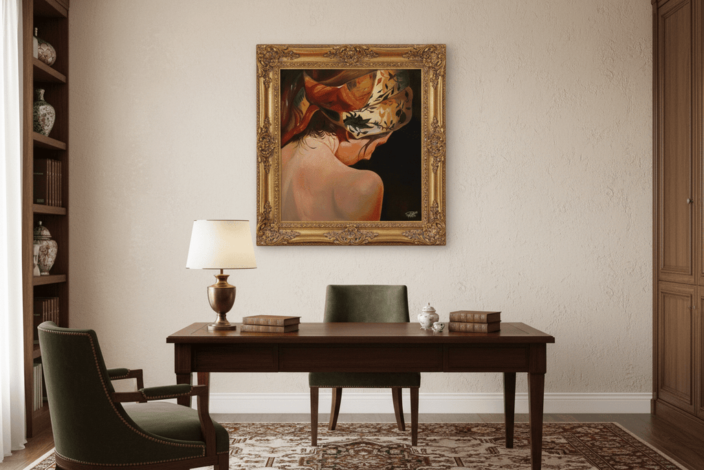 لوحة فنية أكريليك - امرأة بأقمشة متدفقة - Isarttools