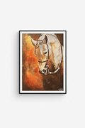 لوحة فنية - حصان أبيض بألوان دافئة - Isarttools