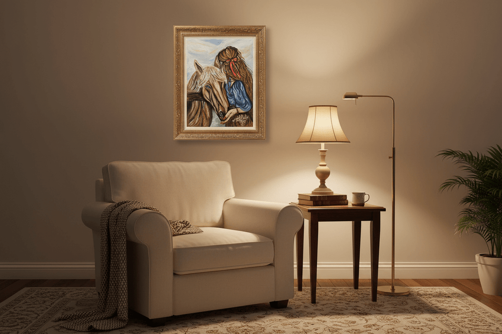 لوحة فتاة مع الحصان - رسم زيتي أصلي 30×40 سم | ماريان أنيس - Isarttools