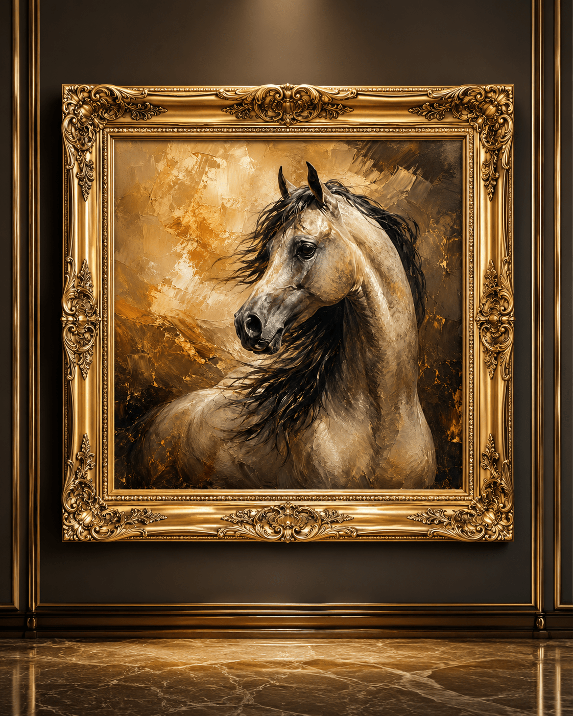 لوحة خيل عربي فاخرة - أكريليك على كانفس 100×100 سم - Isarttools