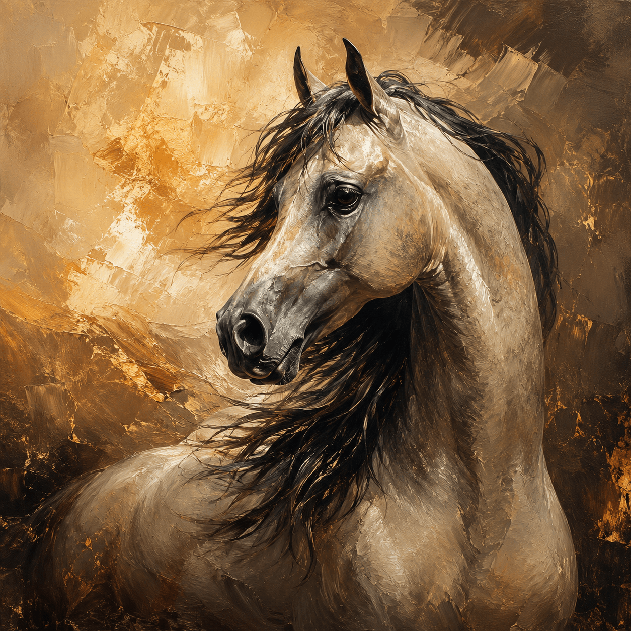 لوحة خيل عربي فاخرة - أكريليك على كانفس 100×100 سم - Isarttools