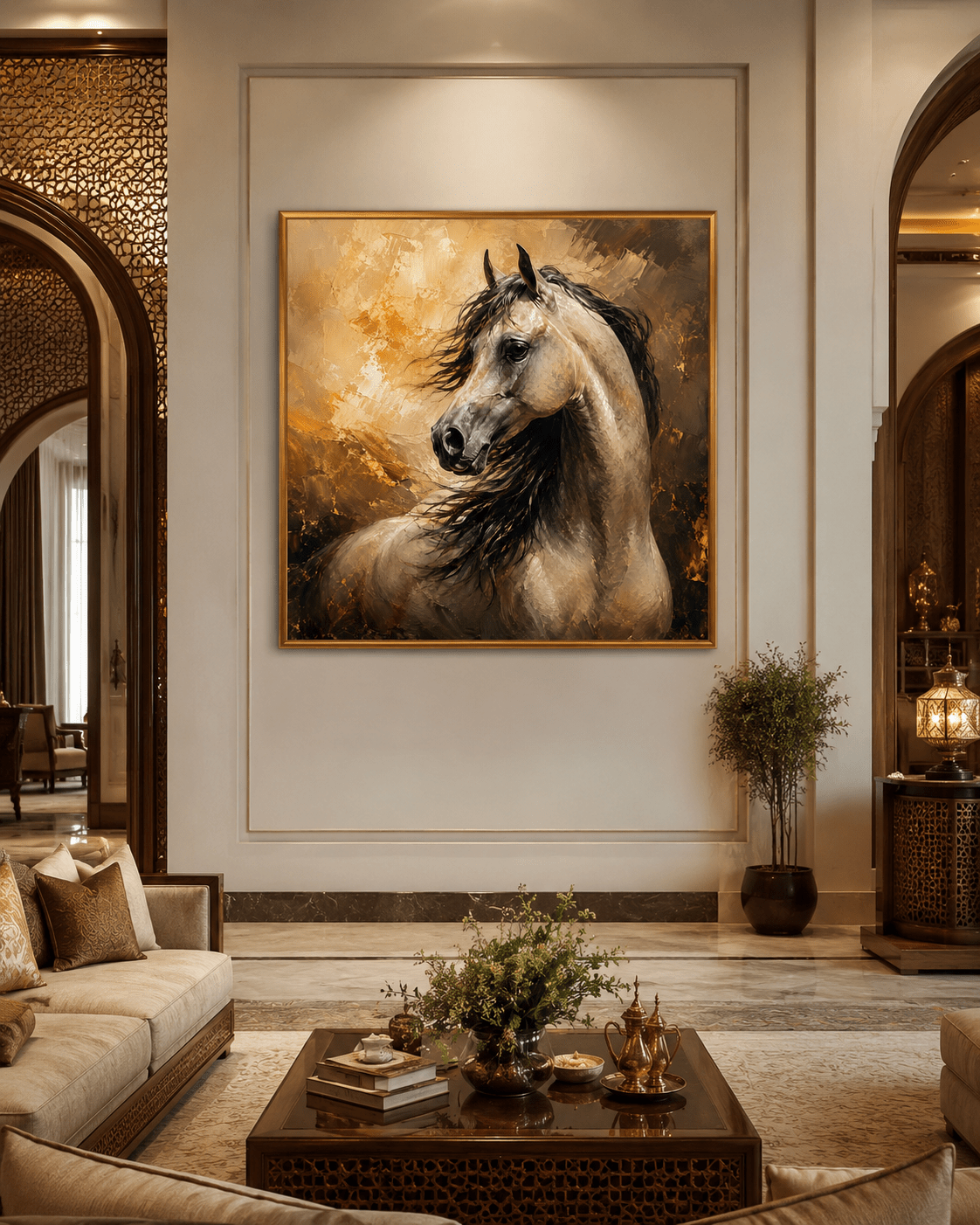لوحة خيل عربي فاخرة - أكريليك على كانفس 100×100 سم - Isarttools