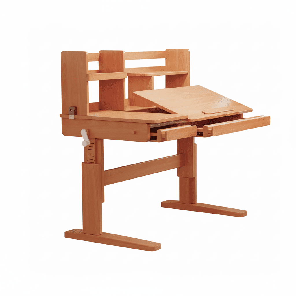 مكتب رسم خشبي قابل للتعديل مع رفوف تخزين - طاولة فنية احترافية - Isarttools