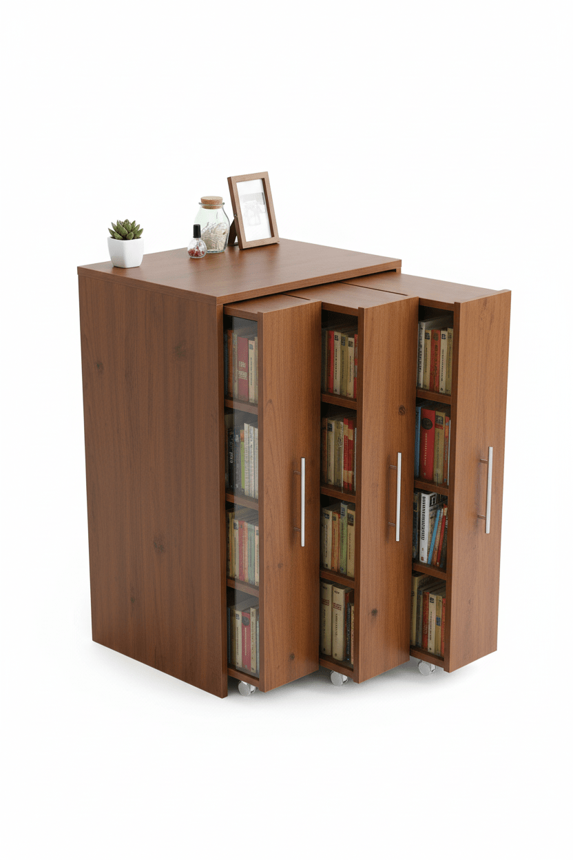 مكتبة تخزين عصرية بأبواب منزلقة - 90×40×60 سم | حل ذكي للمساحات الصغيرة - Isarttools