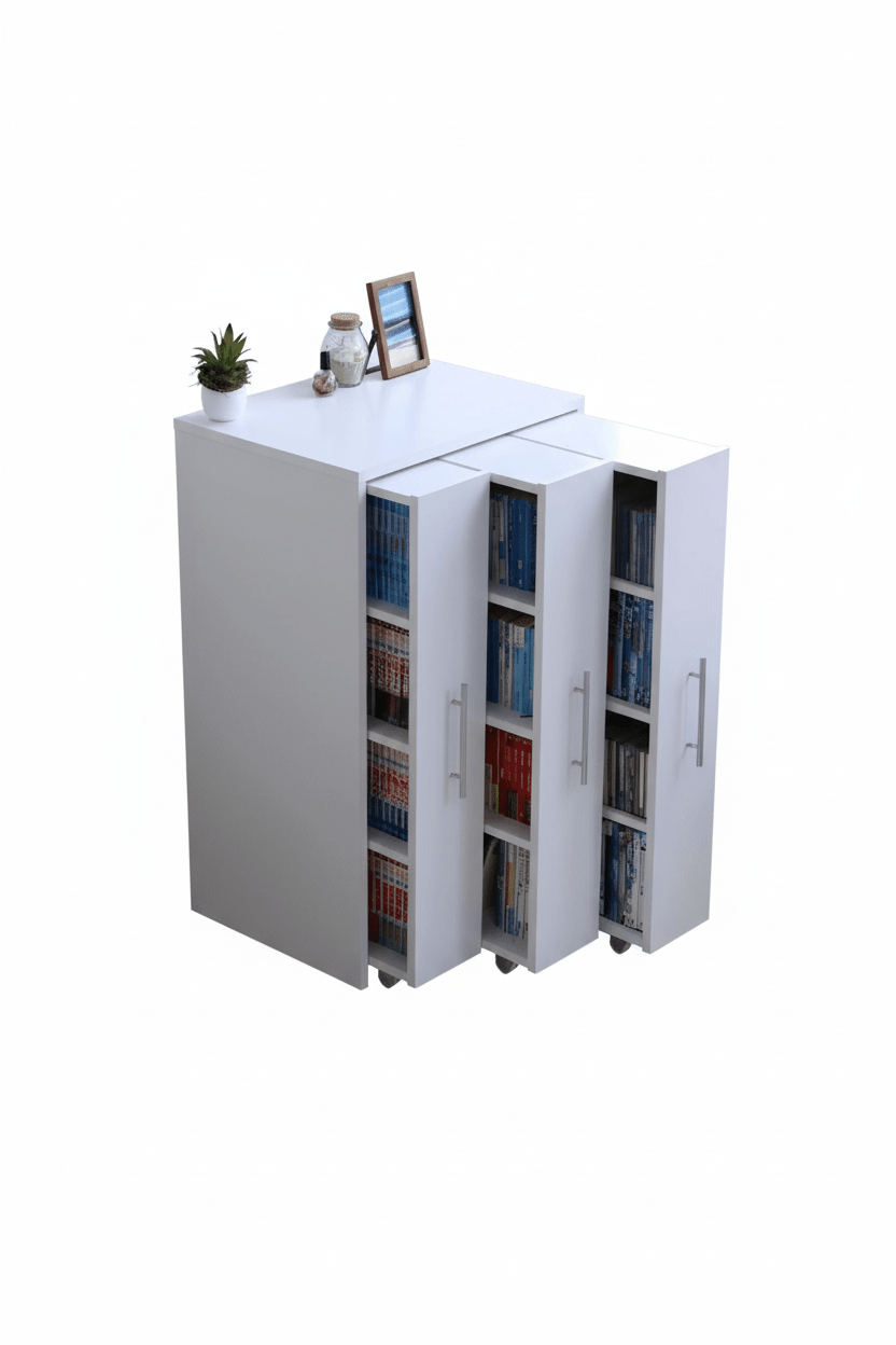 مكتبة تخزين عصرية بأبواب منزلقة - 90×40×60 سم | حل ذكي للمساحات الصغيرة - Isarttools