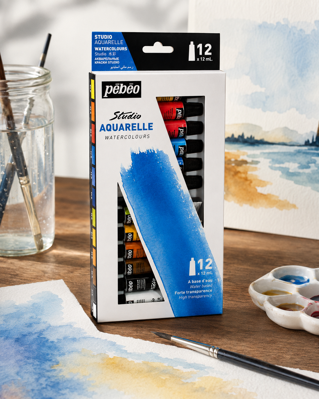 ألوان مائية بيبيو Pebeo Studio Aquarelle في مساحة رسم فنية