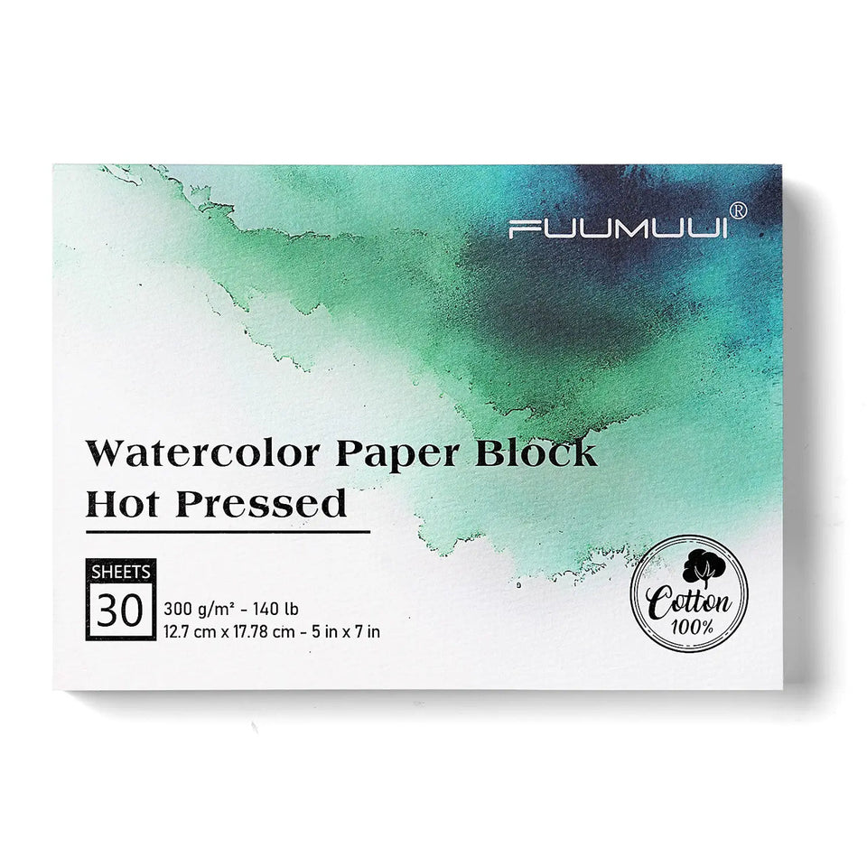 بلوك ورق ألوان مائية Fuumuui ناعم Hot Press من القطن 100%