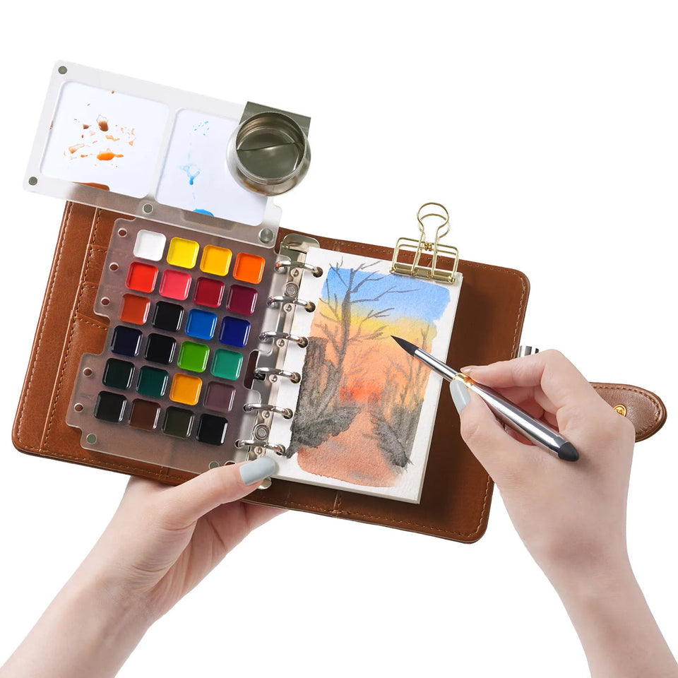 دفتر رسم مائي متنقل Fuumuui مع ألوان وفرشاة