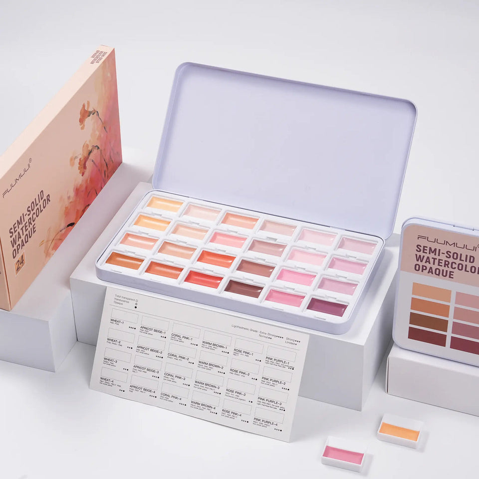 ألوان مائية Fuumuui CREAMORA بدرجات Warm Terracotta، 24 لونًا
