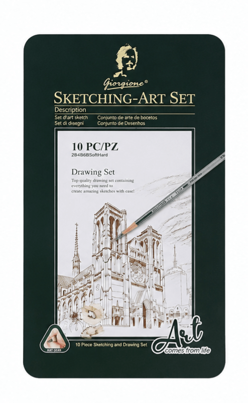 طقم Giorgione Sketching-Art للرسم والفحم - 10 قطع - Isarttools