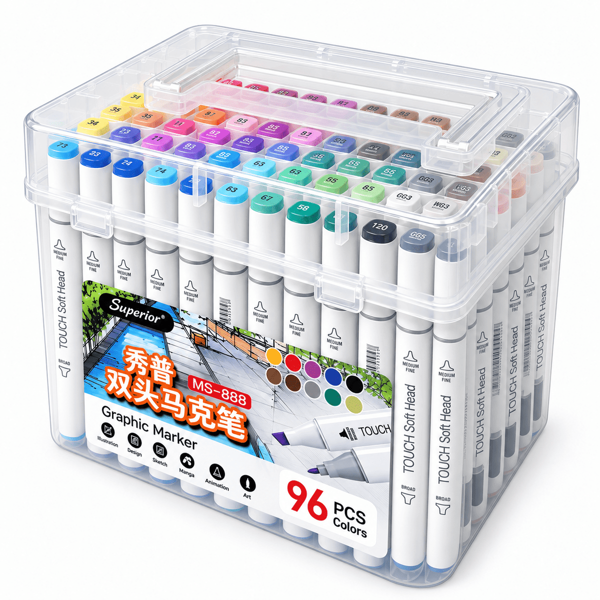 طقم ماركر TOUCH ثنائي الرأس – 12 إلى 120 لون - Isarttools